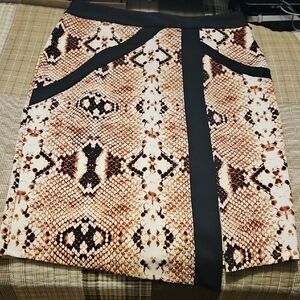 NWT Worthington Black and Brown Snake Print Pencil Skirt 14